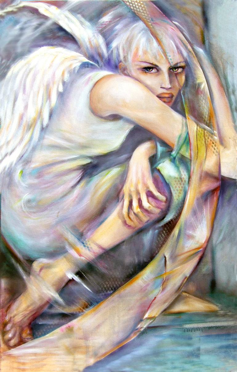 770x1208 Saatchi Art Angel Devil Painting By Rochelle W Stefanovic - Angel Devil Painting