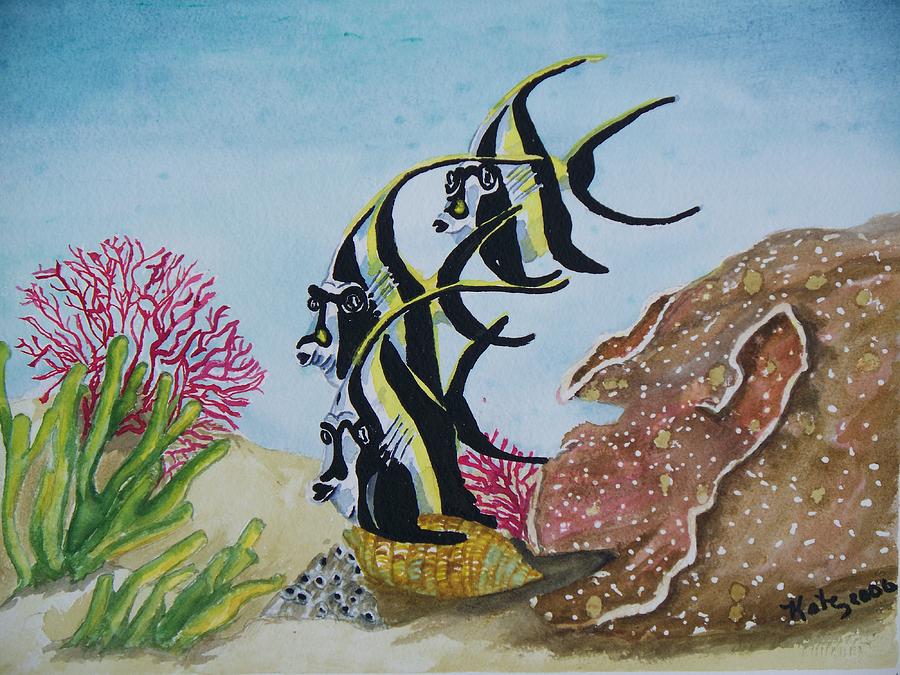 900x675 Black Angel Fish Painting By Kathy Przepadlo - Angel Fish Painting