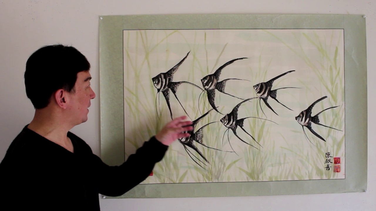 1280x720 Painting Angel Fish Artist Peter Suk Sin Chan Chinese - Angel Fish Painting