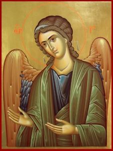 225x300 Archangel Gabriel Hand Painted Eastern Orthodox Byzantine Icon - Angel Gabriel Painting