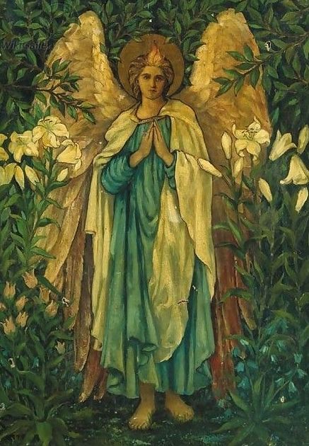 437x630 Circle Of Sir Edward Burne Jones Archangel Gabriel Artist - Angel Gabriel Painting