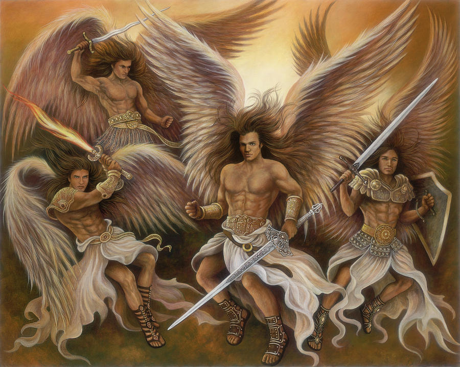 900x719 Warrior Angels Painting By Glenda Stevens - Angel Gabriel Painting