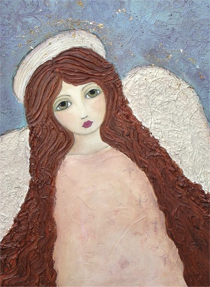 433x592 Her Creative Spirit Mixed Media Angel Painting - Angel Halo Painting