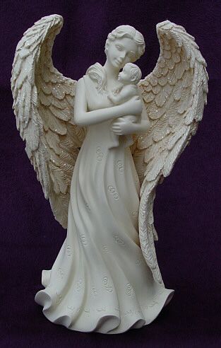 313x492 Kneeling Angel Garden Statue Make Your Garden Beautiful - Angel Holding Baby Painting