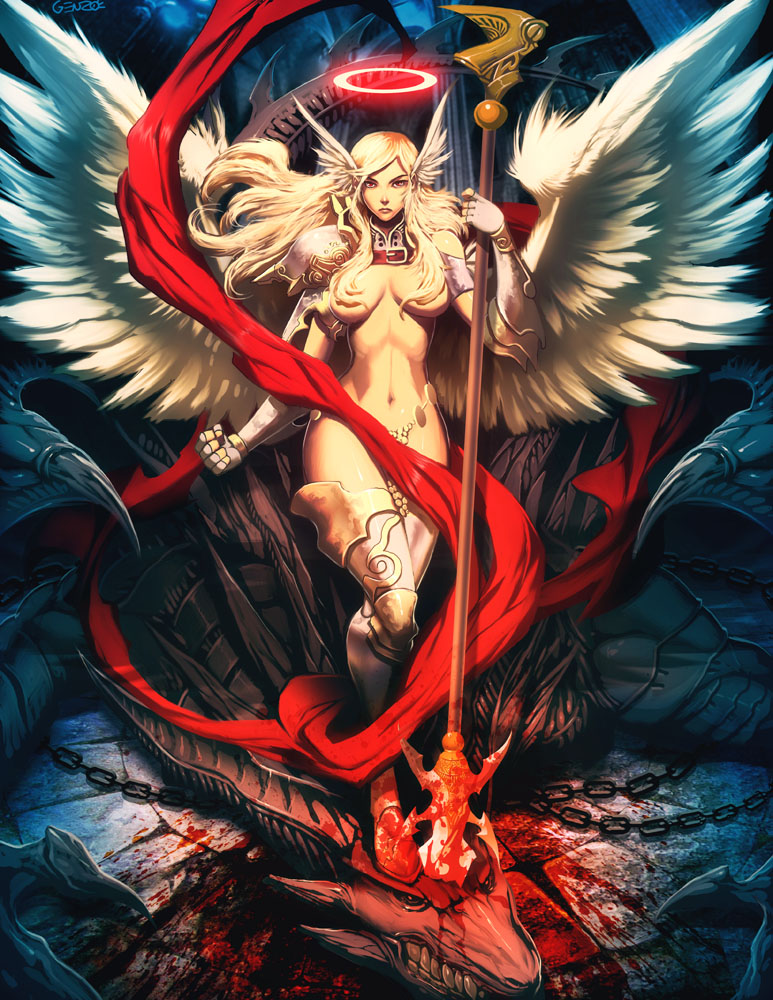 773x1000 Dragon Slayer Angel By Genzoman - Angel Killing Demon Painting