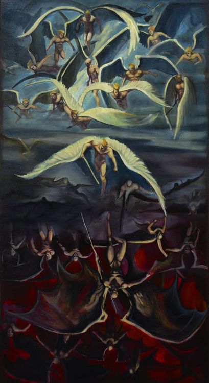 409x750 Gallery Angels And Demons Paintings, - Angel Killing Demon Painting