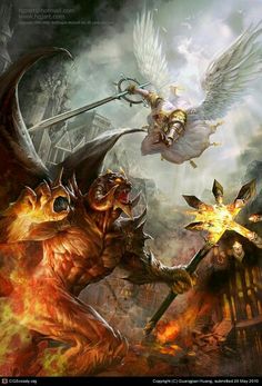 236x347 27 Best Angels Vs Demons Images On Costumes, Angel - Angel Killing Demon Painting
