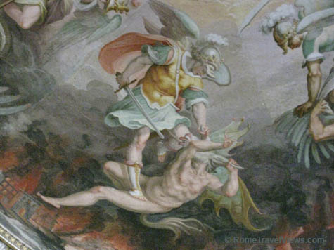 475x356 September 2012 A Christian Pilgrimage - Angel Killing Demon Painting