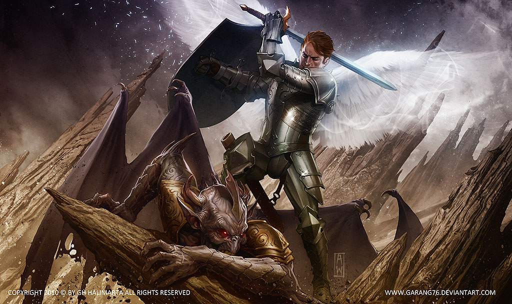 1024x608 Demon Slayer By Admirawijaya - Angel Killing Demon Painting