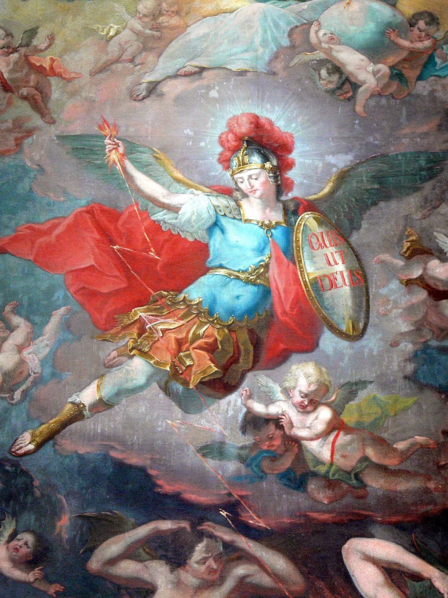 1555x2074 Painting Saint Michael And The Fall Of Angels Quis Ut Deus - Angel Michael Painting