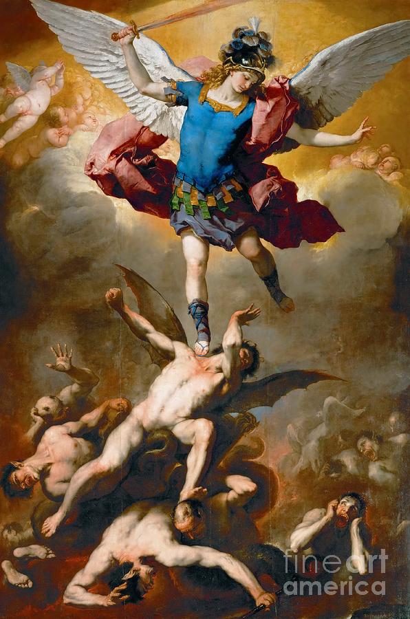 596x900 St. Michael The Archangel And The Fallen Angels Painting By - Angel Michael Painting