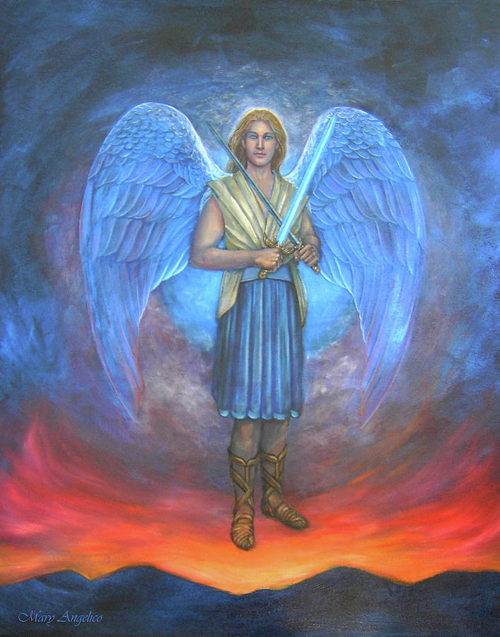 707x900 Archangel Michael Painting By Mary Angelico - Angel Michael Painting