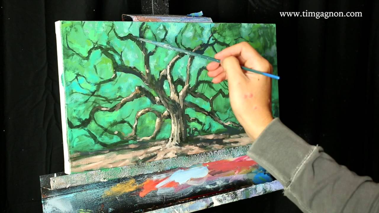 1280x720 Angel Oak An Acrylic Time Lapse Landscape Painting With Tim Gagnon - Angel Oak Painting