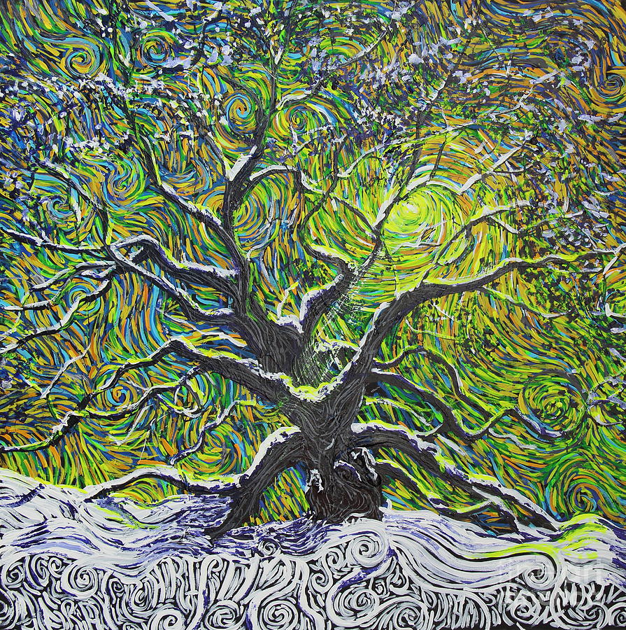 895x900 Christmas At Angel Oak Painting By Stefan Duncan - Angel Oak Painting