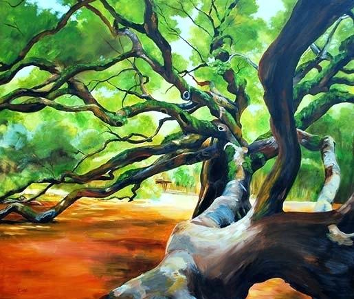 515x435 Oak Tree Painting Little Oak Tree Artwork By Oak Tree Painting - Angel Oak Painting