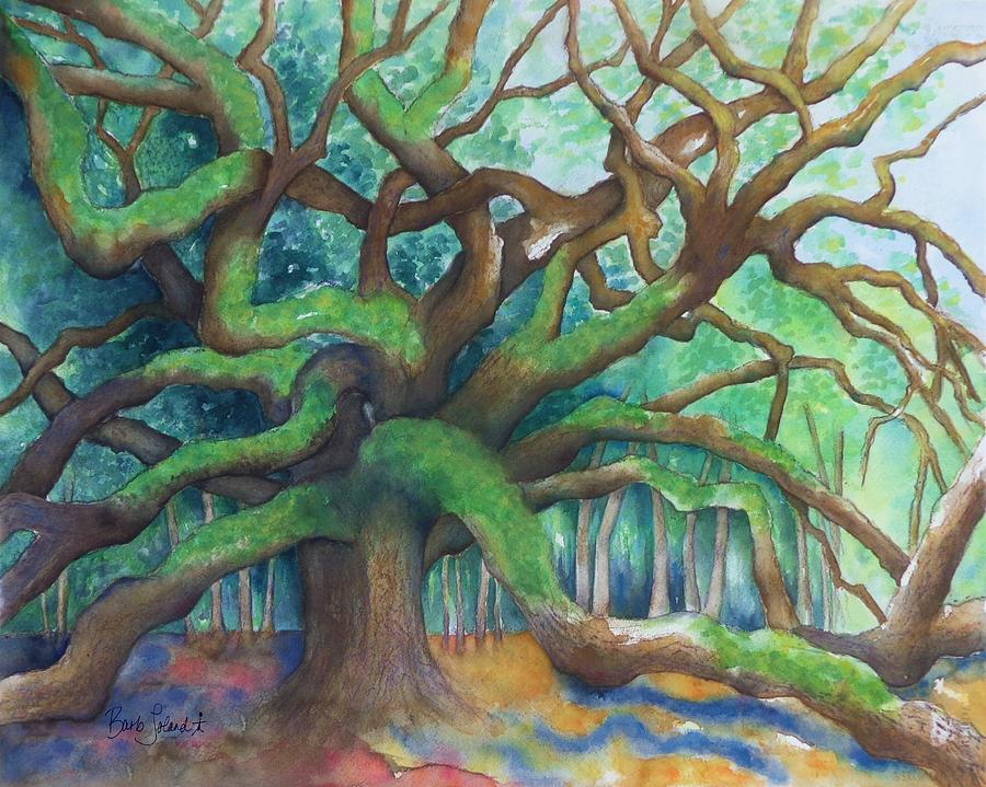 900x719 Angel Oak Take 3 Painting By Barb Toland - Angel Oak Tree Painting