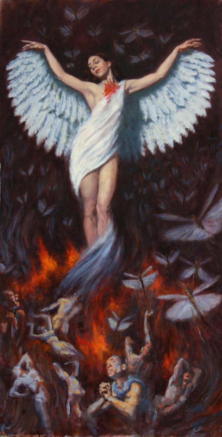 770x1516 Saatchi Art Angel Of Death Painting By Dave Lebow - Angel Of Death Painting