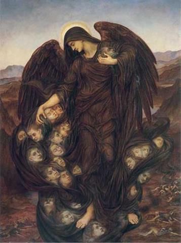 357x480 1916 Painting Of The Angel Of Death Collecting Souls By Evelyn De - Angel Of Death Painting