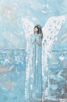 236x358 Giclee Print Art Abstract Angel Oil Painting Acrylic Painting Home - Angel Oil Painting