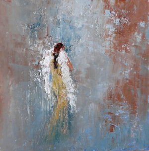 300x304 Artful Ideas Angel Thoughts, Palette Knife Painting By Judy Mackey - Angel Painting Abstract