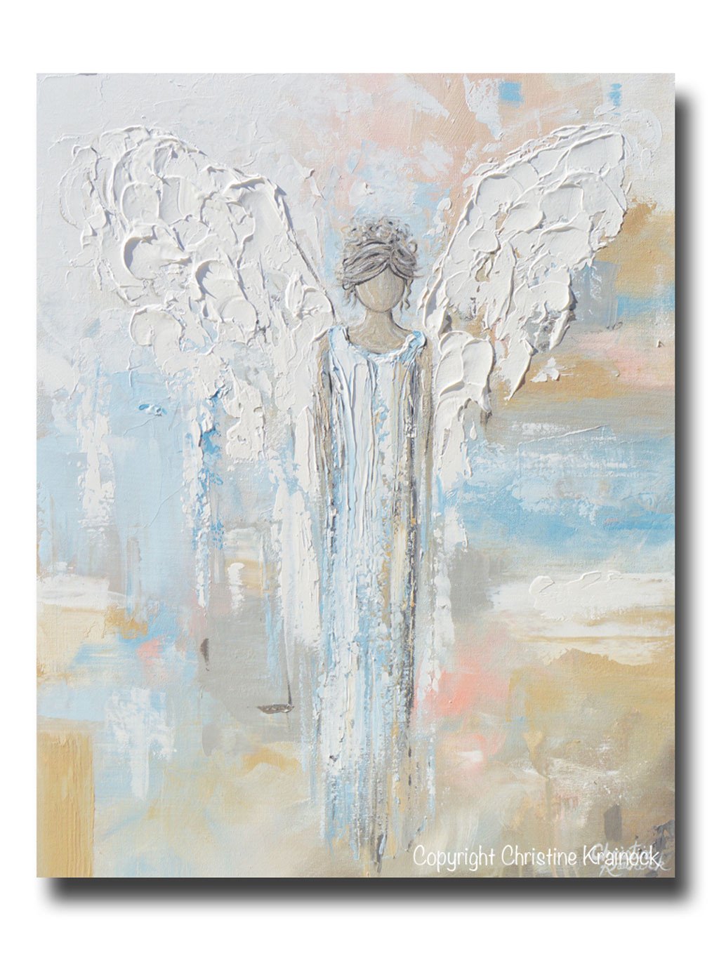 1024x1365 Giclee Print Abstract Angel Painting Modern Gallery Wall Art Blue - Angel Painting Abstract