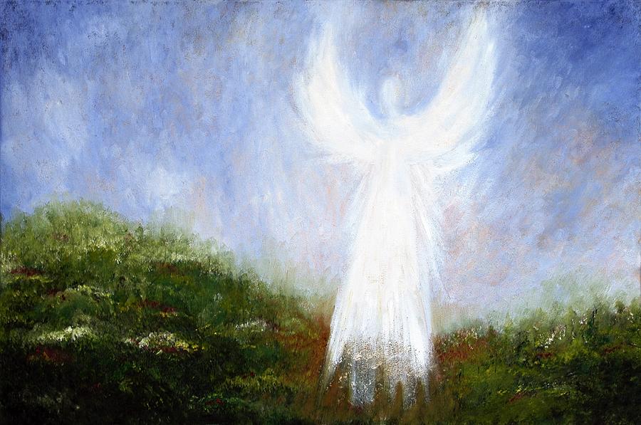900x597 Guardian Angel Painting By Barbara Carlson - Angel Painting Abstract