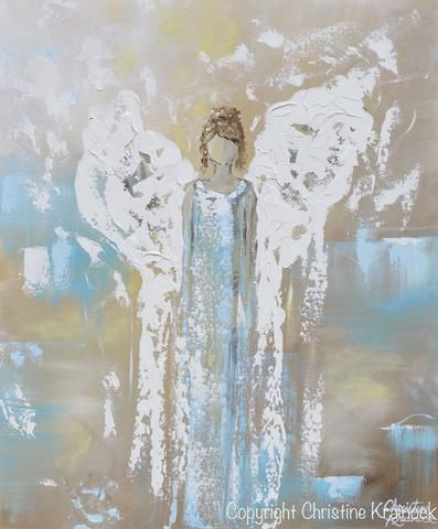 397x480 Original Angel Painting Abstract Guardian Angel Wings Textured - Angel Painting Abstract