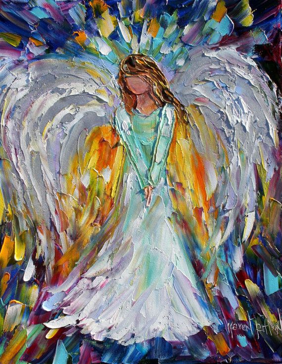 570x735 Original Painting Angel Abstract Modern By Karensfineart On Etsy - Angel Painting Abstract
