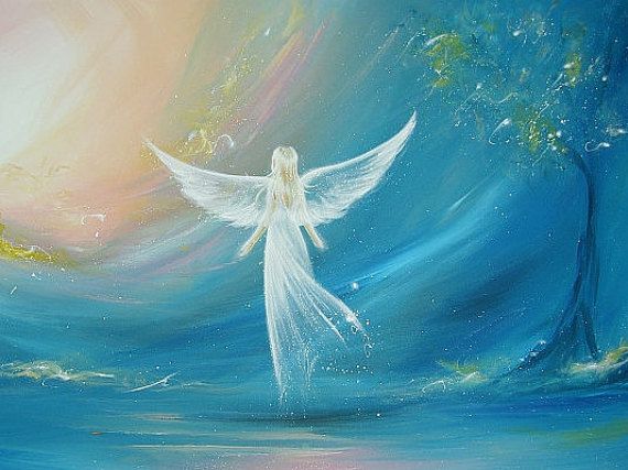 570x427 Angel Art Poster, Guardian Angel Painting Believe In Your Dreams - Angel Painting Images
