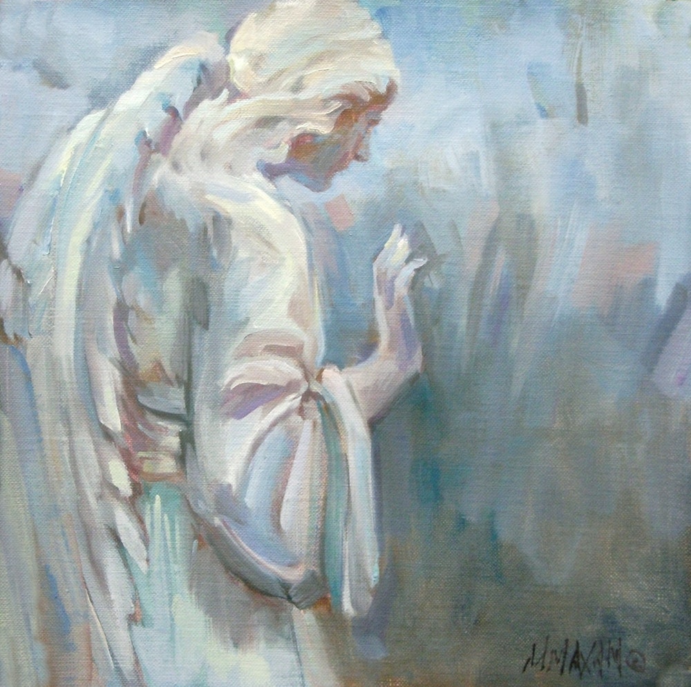 1000x994 St.gertrude's Angel Mission Garden Angel Painting By Artist Mary - Angel Painting Images