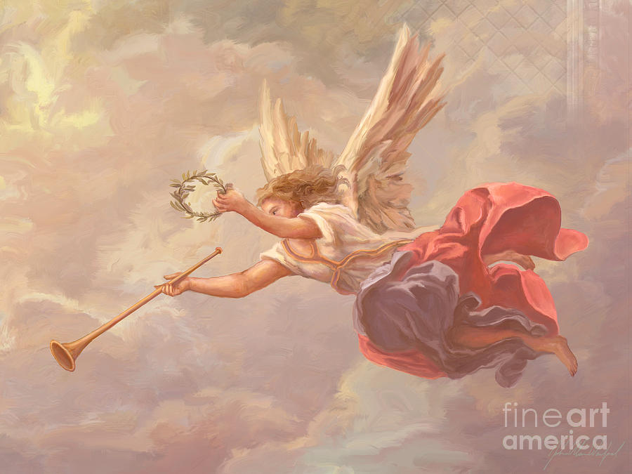 900x675 Welcoming Angel Painting By John Alan Warford - Angel Painting Images
