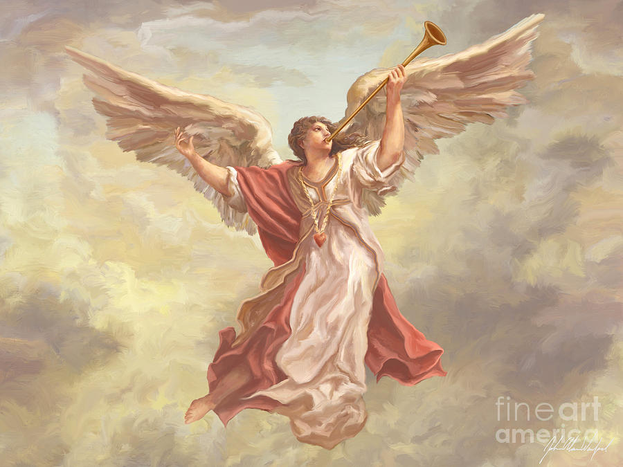 900x675 Angel Heralds The Dawn Painting By John Alan Warford - Angel Painting Images