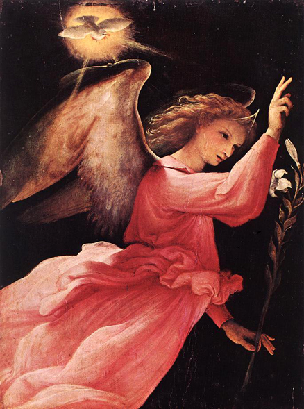 438x589 Lorenzo Lotto - Angel Painting Renaissance