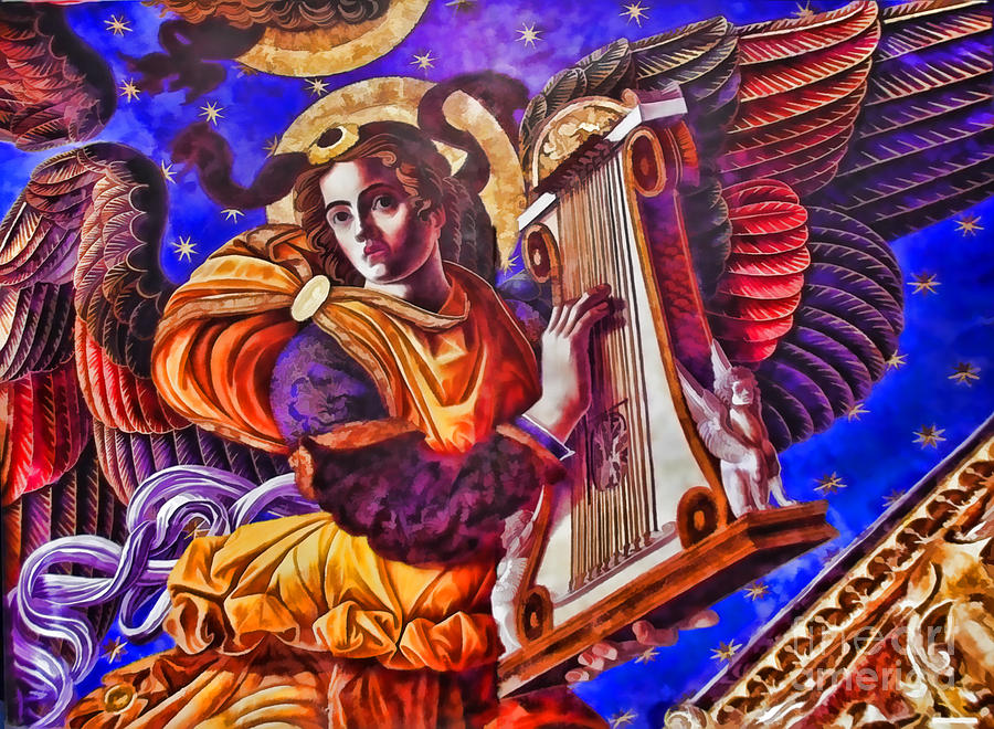 900x660 Renaissance Angel With A Harp Photograph By Alexandra Jordankova - Angel Renaissance Painting