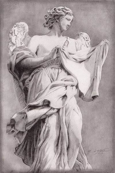 400x602 Art Stuff Of Jeremiah J White Angel Statue - Angel Statue Painting