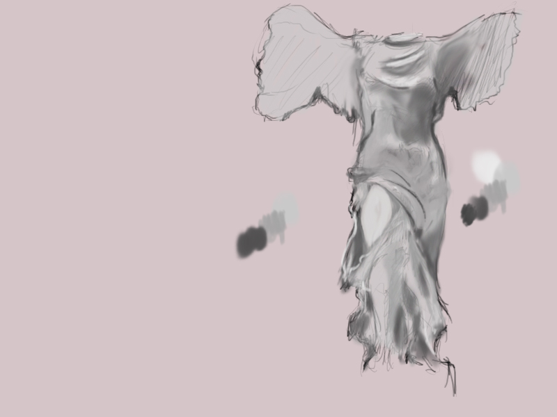 800x600 Angel Statue Painting By Ismaellourenco - Angel Statue Painting