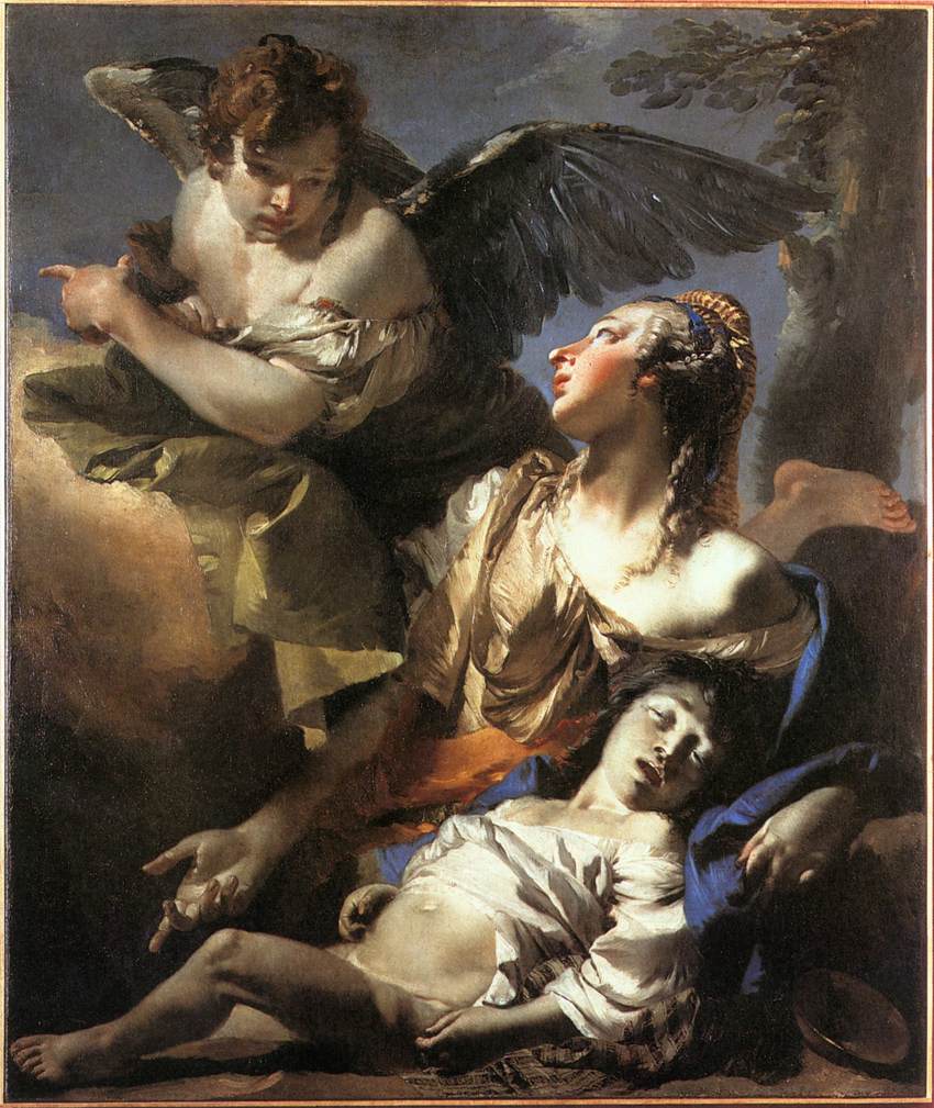 850x1009 The Angel Succouring Hagar - Angel War Painting Renaissance