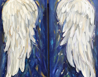 340x270 Angel Wings Painting Shabby Chic Gold Crown Nursery Decor - Angel Wings Painting