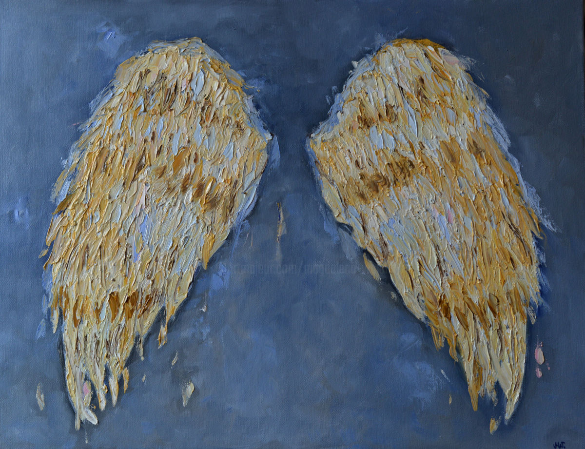 1200x921 Angel Wings For Wall Minimalist Gray Painting Art (Magdalena Walulik) - Angel Wings Painting