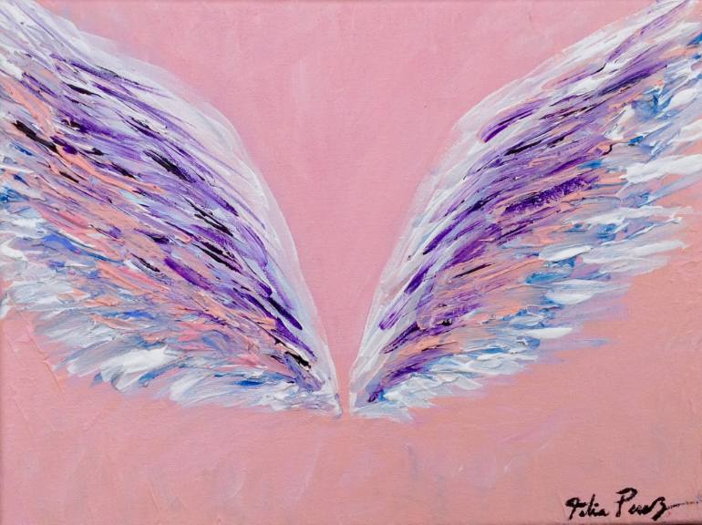 770x576 Saatchi Art Mini Pink Angel Wings Painting By Talia Perez - Angel Wings Painting