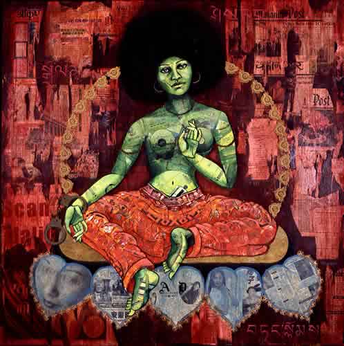 498x500 Angela Davis As The Green Tara - Angela Davis Painting