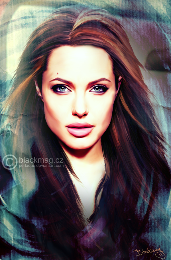 600x912 Angelina Jolie Painting By Perlaque - Angelina Jolie Painting