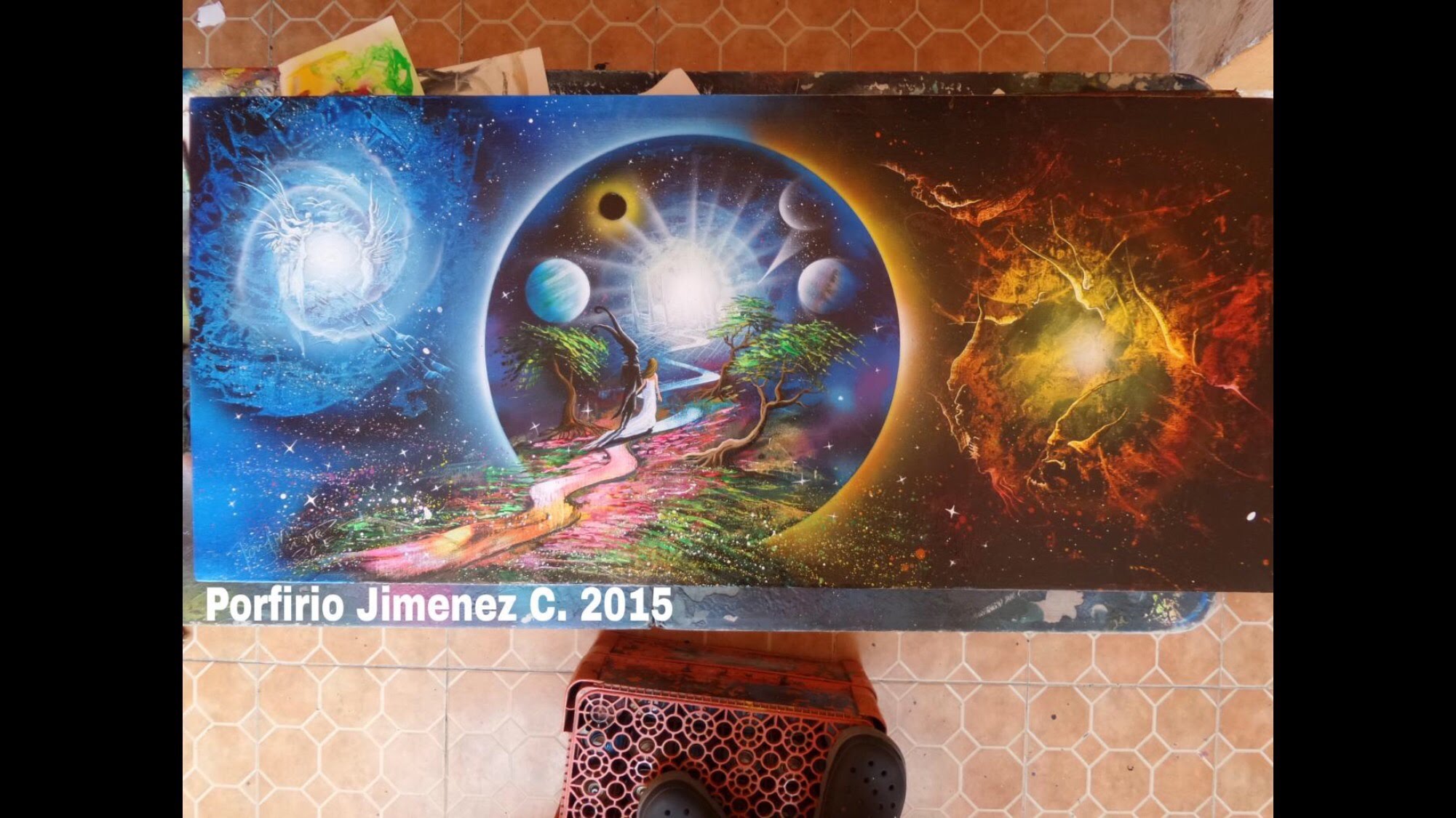 2001x1125 Angels And Demons On Canvas - Angels And Demons Painting