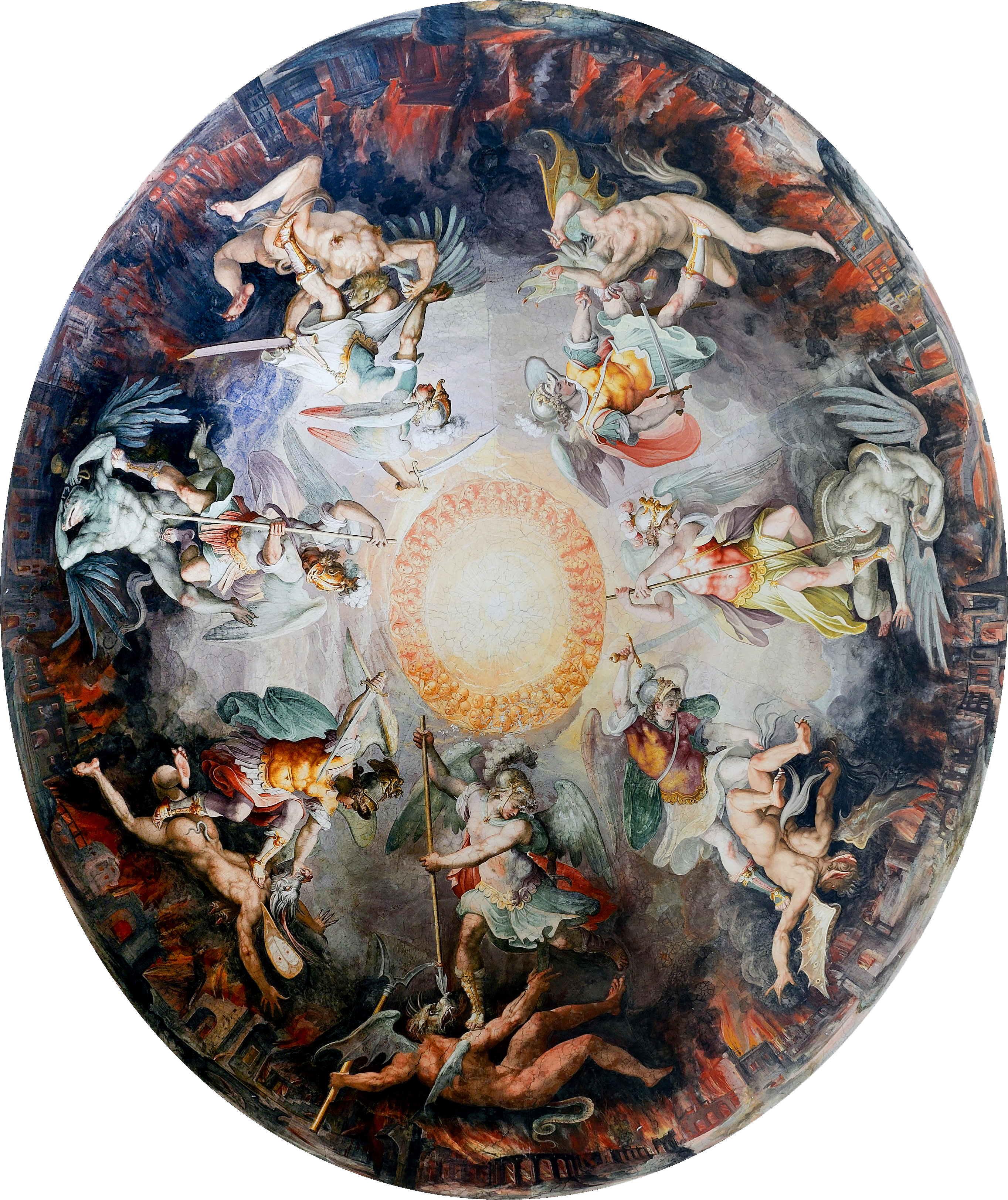 2727x3246 Fileceiling Painted Dome Cupola Angels Fighting Demons In Vatican - Angels And Demons Painting