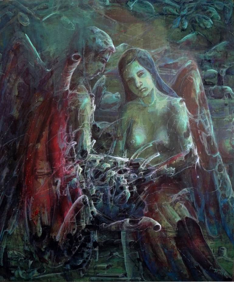 770x929 Saatchi Art Angels Amp Demons Painting By Shazzad Khan - Angels And Demons Painting