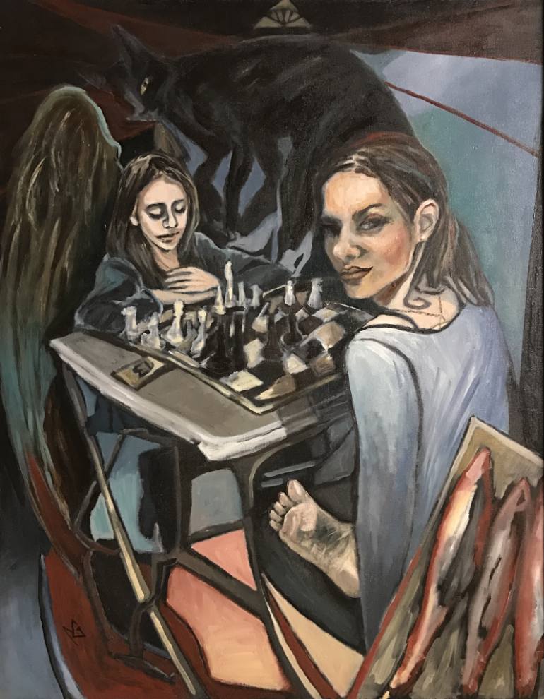 770x990 Saatchi Art Angels And Demons Painting By Monika Malgorzata Gabrys - Angels And Demons Painting