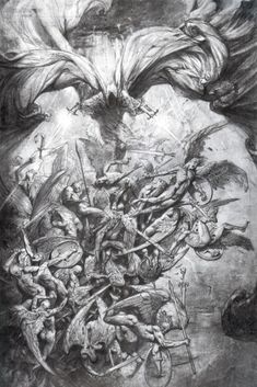 235x353 War Of Angels And Demons Full Back Tattoo Tattoos - Angels And Demons War Painting