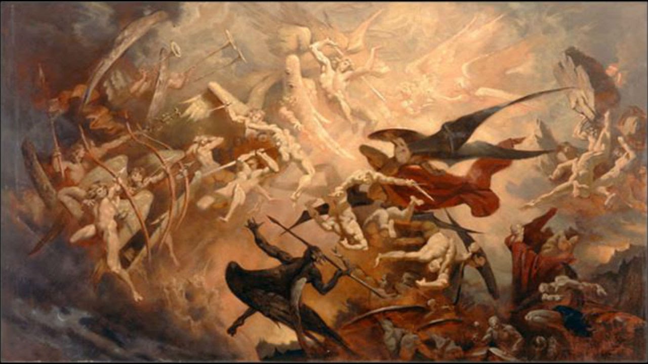 1280x720 When Is Satan Hurled Down - Angels And Demons War Painting
