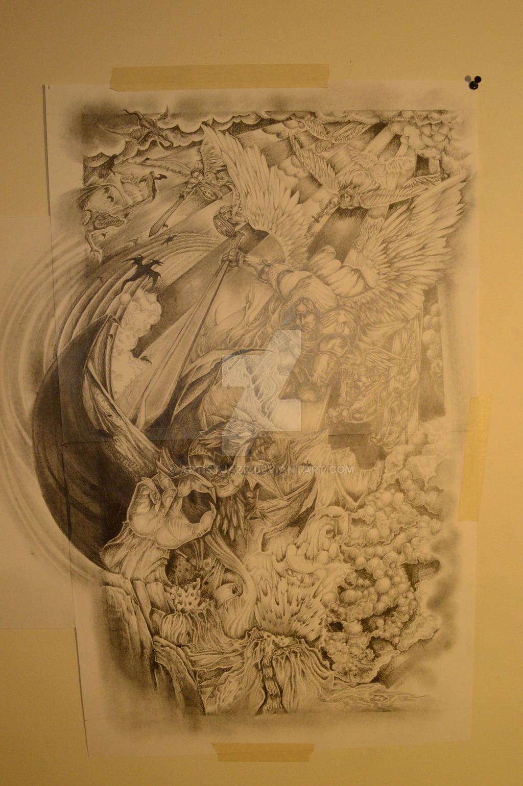 1024x1540 Angels And Demons War Painting - Angels And Demons War Painting