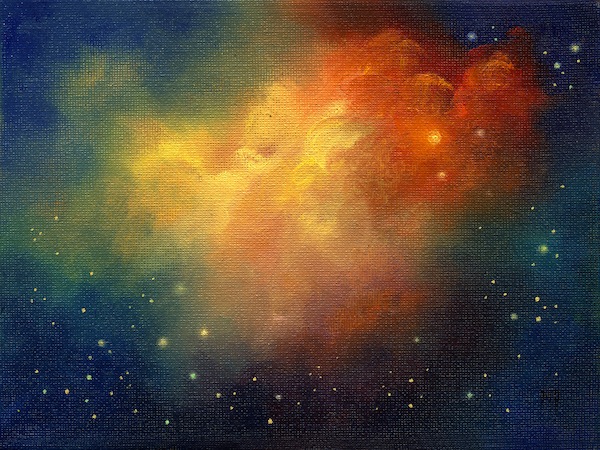 600x450 Marina Petro ~ Adventures In Daily Painting Night Sky Painting - Angels In The Sky Painting